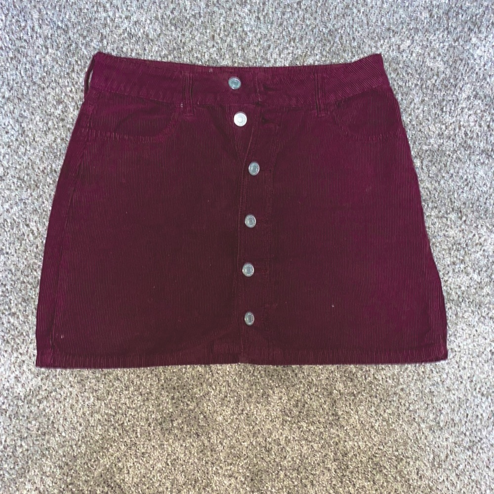 Burgundy jeans skirt